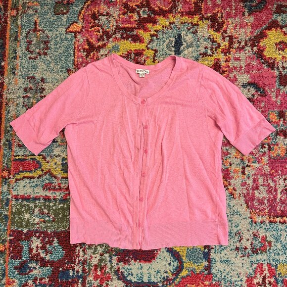 Target’s Merona Pink Women's Short Sleeve Cardigan Sweater - Picture 1 of 6